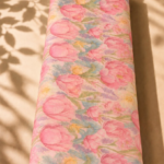 Soft ivory chiffon adorned with romantic pink florals and delicate pastel blue, lavender, and green accents - Italian Chiffon (CF01)