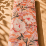 Soft peach cotton with large ivory florals and elegant flowing leaves in blush pink and taupe tones - Italian Cotton (PC02)