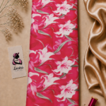 Bold white lily design on a vibrant pink background - Italian Silk (ST01)