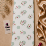 Soft pink floral design with sage green circles on a white background - Italian Silk (ST01)