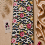 Bold rose floral design with black and white animal-inspired patterns - Italian Silk (ST01)
