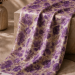 Rich purple floral design with shimmering gold zari details - Chiffon Zari (ZR16)