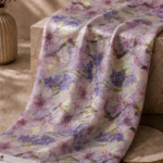 Soft pink and purple floral design with shimmering gold zari details - Chiffon Zari (ZR16)