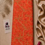Elegant chain print featuring gold chain motifs on a vibrant red background-Italian Silk (ST01)
