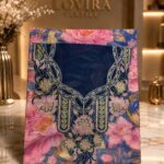 Ready-made embroidered silk fabric with elegant floral print and intricate embroidered neckline.(Italian Silk)