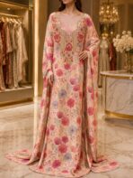 Ready-made embroidered silk fabric with a delicate floral print and elegant embroidered neckline.(Italian Silk) - Image 2