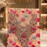 Ready-made embroidered silk fabric with a delicate floral print and elegant embroidered neckline.(Italian Silk)