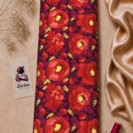 Bold floral print with rich red blooms on a deep plum background- Italian Silk (ST01)