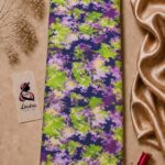 Abstract watercolor print in vibrant purple, lime, and navy tones-Italian Silk (ST01)