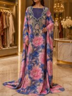 Ready-made embroidered silk fabric with elegant floral print and intricate embroidered neckline.(Italian Silk) - Image 2
