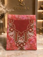 Ready-made embroidered silk fabric with a soft floral print and elegant embroidered neckline.(Italian Silk)