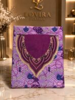 Ready-made embroidered silk fabric with a luxury chain print and elegant embroidered neckline.(Italian Silk)