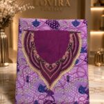 Ready-made embroidered silk fabric with a luxury chain print and elegant embroidered neckline.(Italian Silk)
