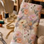 Soft vintage florals in blush pink, peach, and cream tones