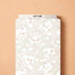 Minimalist white floral silhouettes with subtle blush accents on a soft ivory-beige background, creating a clean and sophisticated tone-on-tone design.