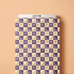 Retro geometric checkerboard design featuring alternating crescent moons and stars in deep purple, soft lavender, warm gold, and cream tones.