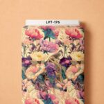 Artistic oversized florals in soft pink, purple, and cream with elegant teal accents.