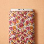 Vibrant pink and orange florals with soft green accents on a warm cream background.