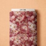 Dreamy white and blush florals layered over rich rose-red tones with subtle golden details.