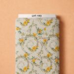 Delicate golden-yellow roses with graceful green vines over a soft ivory background.