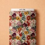 Rich multicolor florals in burgundy, rust, gold, and soft pink over a warm ivory background.