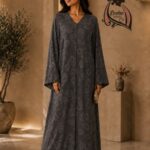 Gray denim fabric with a subtle tonal floral jacquard pattern-Denim D Grey