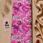 Vibrant watercolor floral print in rich pink and magenta tones-Italian Silk (ST01)