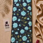 Delicate blue floral print with graceful botanical vines-Italian Silk (ST01)