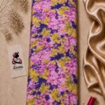 Abstract floral print with vibrant pink, olive, and deep navy tones-Italian Silk (ST01)