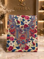 Ready-made embroidered silk fabric with a vibrant floral print and elegant embroidered neckline.(Italian Silk)