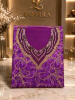 Ready-made embroidered silk fabric with a luxury chain print and elegant embroidered neckline.(Italian Silk)