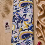 Elegant Pucci-inspired abstract print in navy, ivory, soft lavender, and golden yellow with flowing geometric motifs-Italian Silk (ST01)