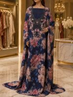 Ready-made embroidered fabric featuring an elegant floral print with a richly embroidered neckline-(Spanish Cotton) - Image 2