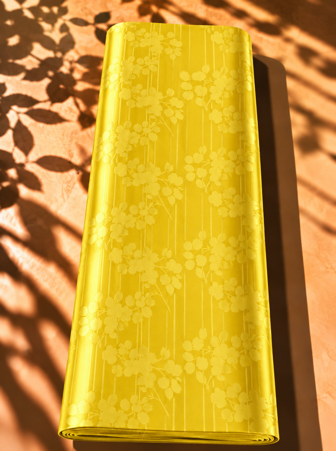 2026/09/1000064721.png Radiant yellow jacquard silk with graceful floral detailing and fine vertical lines, creating a fresh, luminous and elegant look - Jacquard Silk (JD08x2) - Image 1