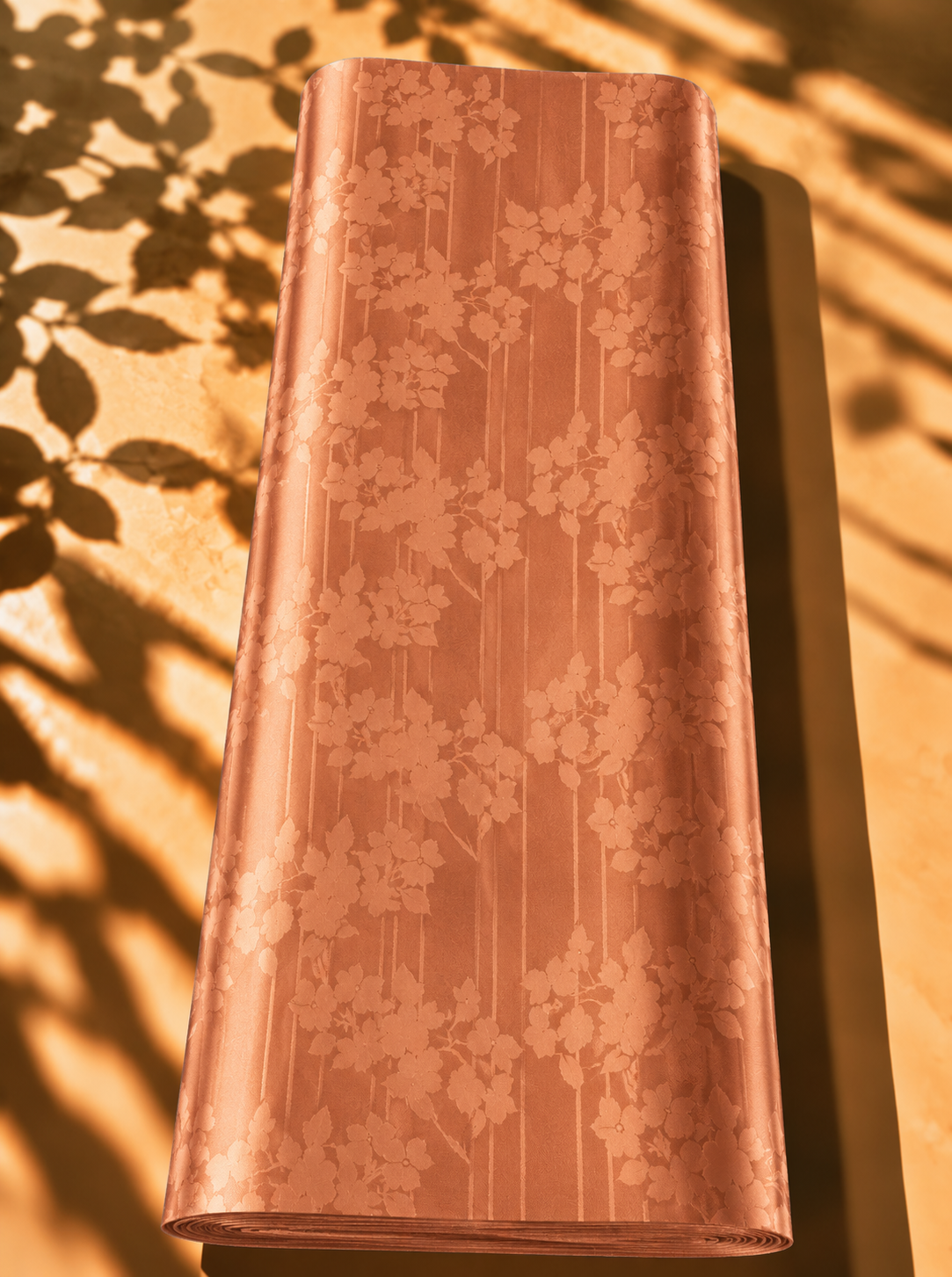 2026/09/1000064737.png Graceful blossoms unfold across slender vertical accents in a warm peachy nude shade - Jacquard Silk (JD08x2) - Image 1