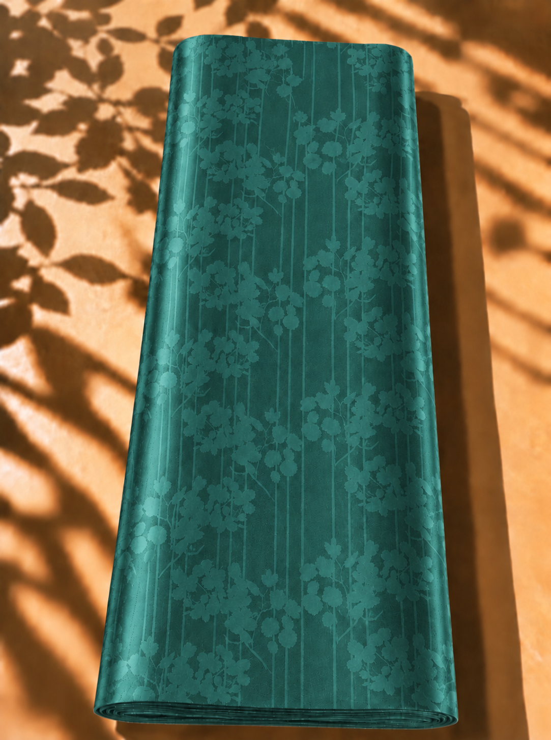 2026/09/1000064746.png Flowing floral branches create a graceful look over fine vertical lines in a rich emerald teal shade - Jacquard Silk (JD08x2) - Image 1