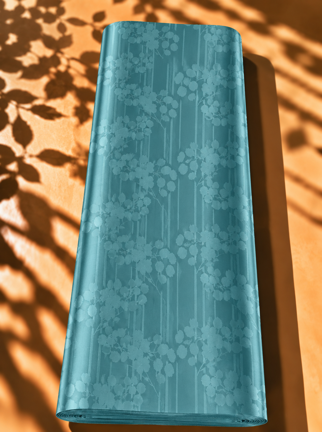 2026/09/1000064760.png Fresh floral pattern with delicate vertical lines in a soft turquoise tone - Jacquard Silk (JD08x2) - Image 1