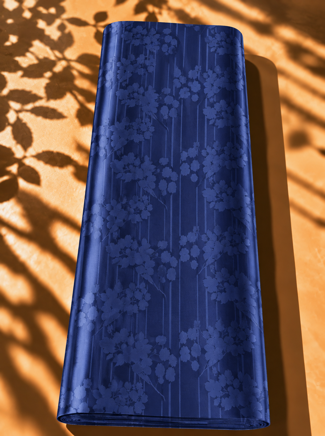 2026/09/1000064761.png Sophisticated floral pattern with sleek vertical lines in a deep royal blue tone - Jacquard Silk (JD08x2) - الصورة 1
