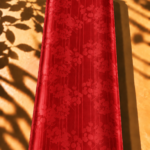 Striking floral pattern with elegant vertical detailing in a vibrant scarlet red tone - Jacquard Silk (JD08x2)