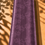 Elegant floral design with delicate vertical lines in a rich plum tone - Jacquard Silk (JD08x2)