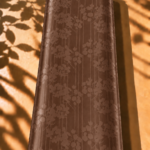 Chocolate brown jacquard with delicate floral motifs and fine vertical lines - Jacquard Silk (JD08x2)