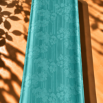 Aqua turquoise jacquard with delicate floral motifs and fine vertical lines - Jacquard Silk (JD08x2)