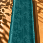 Deep teal jacquard with elegant floral motifs and fine vertical lines - Jacquard Silk (JD08x2)