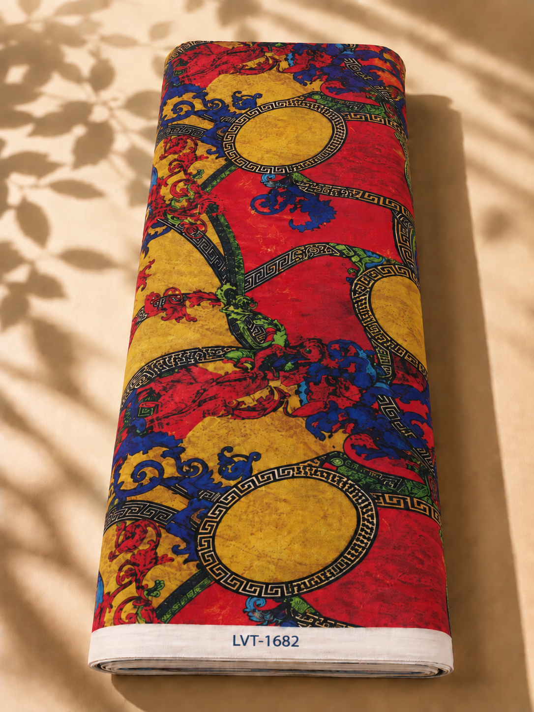 2026/09/1000067280.png Bold multicolor Spanish cotton with ornate baroque circles, floral details, and striking red, gold and blue tones - Spanish Cotton (PC11) - الصورة 1