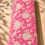 Vibrant pink Spanish cotton with elegant ivory florals, birds and delicate chain details - Spanish Cotton (PC11)