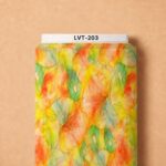 Luminous watercolor forms in yellow, coral, green, and turquoise with delicate flowing linework.
