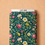 Elegant pink, ivory, and golden florals with lush green foliage on a deep teal background.