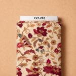 Rich burgundy florals and warm earthy foliage arranged over a soft ivory background for an elegant vintage look.