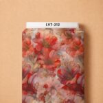 Artistic coral and blush florals with soft muted foliage and subtle golden accents, creating a dreamy watercolor-inspired look.