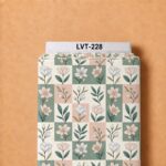 Modern botanical florals arranged in geometric blocks of sage green, blush pink, and cream for a clean contemporary look.
